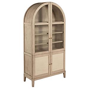 Kailani 4-Door Cane Dining Vitrine Display Cabinet Beige Oak by Coaster