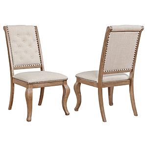 Brockway Tufted Side Chairs Cream and Barley Brown (Set of 2) by Coaster