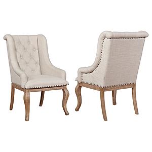 Brockway Tufted Arm Chairs Cream and Barley Brown (Set of 2) by Coaster