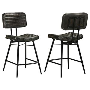 Partridge Leather Counter Chair Antique Espresso (Set of 2) by Coaster