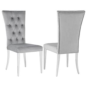 Kerwin Tufted Upholstered Side Chair (Set of 2) Grey and Chrome by Coaster
