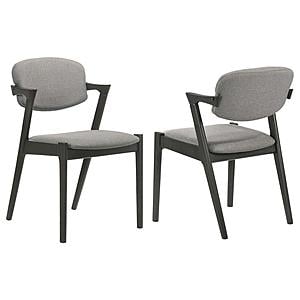 Stevie Padded Wood Dining Arm Chair Black (Set of 2) by Coaster