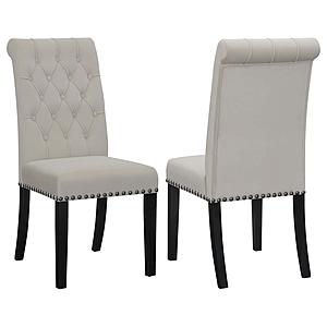 Alana Velvet Upholstered Dining Side Chair Sand (Set of 2) by Coaster