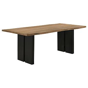 Bradshaw Rectangular Live Edge Dining Table Natural Acacia and Black by Coaster
