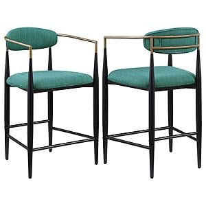 Tina Fabric Upholstered Counter Chair Green (Set of 2) by Coaster