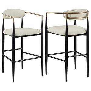Tina Fabric Upholstered Bar Chair Beige (Set of 2) by Coaster