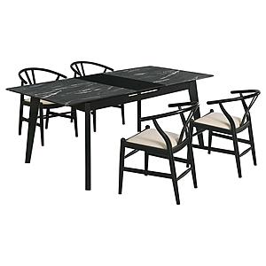 Crestmont 5-piece Extension Leaf Dining Table Set Black by Coaster
