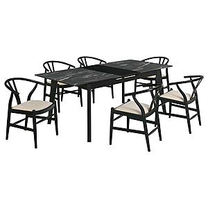 Crestmont 7-piece Extension Leaf Dining Table Set Black by Coaster
