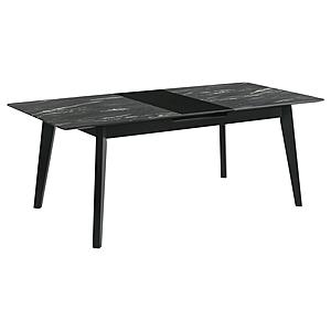 Crestmont Rectangular Dining Table with Faux Marble Top and 16" Self-Storing Extension Leaf Grey by Coaster