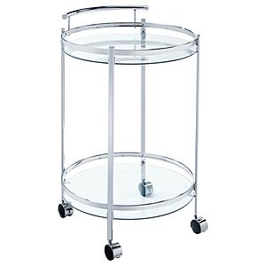 Chrissy 2-tier Round Glass Bar Cart Chrome by Coaster