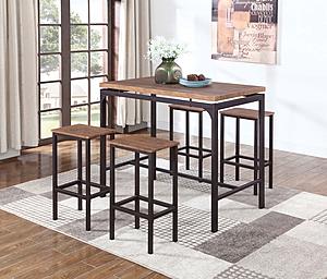Santana 5-piece Pub Height Bar Table Set Weathered Chestnut and Black by Coaster