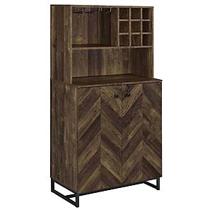 Mendoza 2-Door Home Bar Cabinet Wine Storage Rustic Oak by Coaster