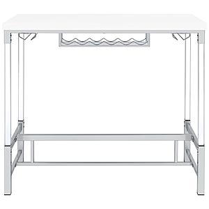 Norcrest Pub Height Bar Table w/Acrylic Legs and Wine Storage White High Gloss by Coaster