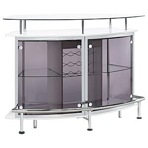 Gideon Crescent Shaped Glass Top Bar Unit w/Drawer by Coaster