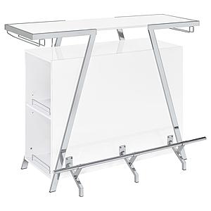 Araceli Home Bar Wine Cabinet White High Gloss and Chrome by Coaster