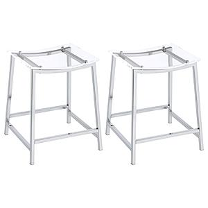 Jovani Acrylic Backless Counter Height Bar Stools Clear and Chrome (Set of 2) by Coaster