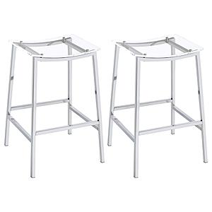 Jovani Acrylic Backless Bar Stools Clear and Chrome (Set of 2) by Coaster
