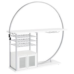 Risley 2-door Circular LED Home Bar w/Wine Storage White High Gloss by Coaster
