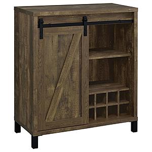 Arlington Bar Cabinet w/Sliding Door Rustic Oak by Coaster