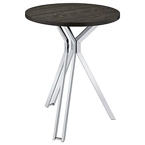 Edgerton Round Wood Top Bar Table Dark Oak and Chrome by Coaster