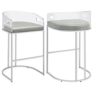 Thermosolis Acrylic Back Bar Stools Grey and Chrome (Set of 2) by Coaster