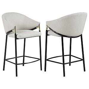 Chadwick Sloped Arm Counter Height Stools Beige and Glossy Black (Set of 2) by Coaster