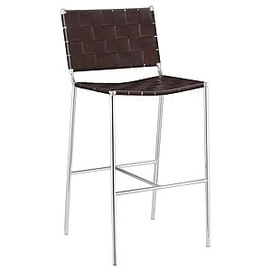 Adelaide Upholstered Pub Height Bar Stool Brown and Chrome by Coaster