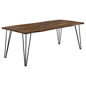 Neve Live-edge Dining Table with Hairpin Legs Sheesham Grey and Gunmetal by Coaster