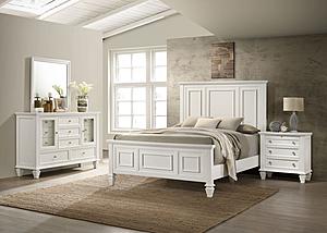 Sandy 4-piece Queen Beach Bedroom Set w/High Headboard Cream White by Coaster