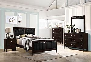 Carlton 4-piece Full Upholstered Bedroom Set Cappuccino and Black by Coaster