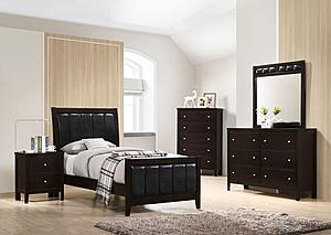 Carlton 4-piece Twin Upholstered Bedroom Set Cappuccino and Black by Coaster