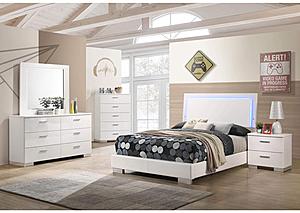 Felicity 4-piece Full Bedroom Set w/LED Headboard Glossy White by Coaster