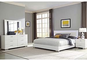 Felicity 4-piece Queen Bedroom Set w/LED Headboard Glossy White by Coaster