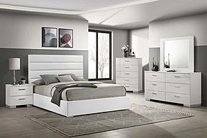 Felicity Upholstered Platform Bedroom Set White by Coaster