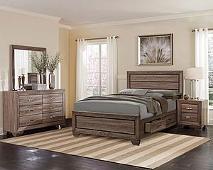 Kauffman 4-piece Queen Storage Bedroom Set w/High Straight Headboard Washed Taupe by Coaster