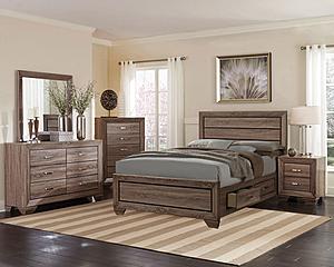 Kauffman 5-piece Queen Storage Bedroom Set w/High Straight Headboard Washed Taupe by Coaster