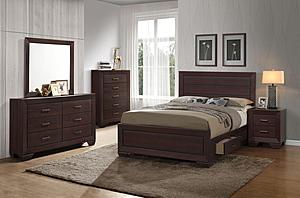 Kauffman 5-piece Queen Storage Bedroom Set w/High Straight Headboard Dark Cocoa by Coaster