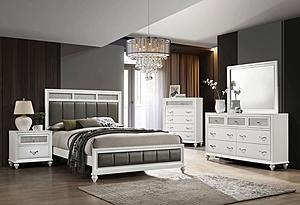 Barzini Upholstered Panel Bedroom Set - White by Coaster