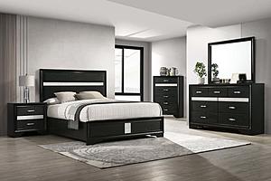 Miranda Upholstered Panel Bedroom Set Black by Coaster