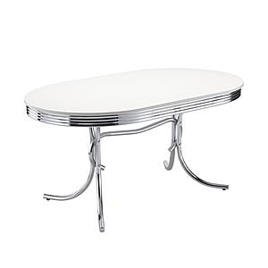 Retro Oval Dining Table Glossy White and Chrome by Coaster