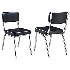 Retro Open Back Side Chairs Black and Chrome (Set of 2) by Coaster