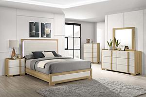 Hyland Wood LED Panel Bedroom Set Natural and White by Coaster