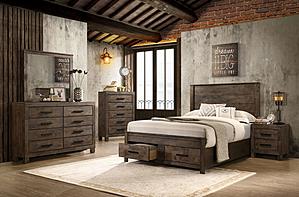 Woodmont 5-piece Queen Platform Bedroom Set Rustic Golden Brown by Coaster
