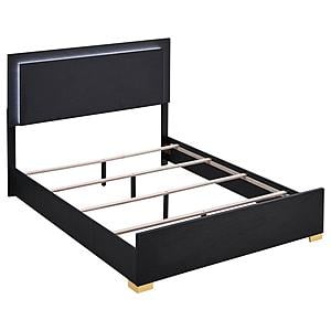 Marceline Eastern King Bed w/LED Headboard Black by Coaster