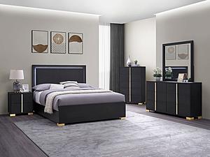 Marceline 5-piece Queen Bedroom Set w/LED Headboard Black by Coaster