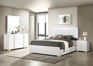 Marceline 4-piece Full Bedroom Set w/LED Headboard White by Coaster