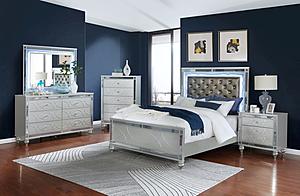 Gunnison Panel Bedroom Set w/LED Lighting - Silver Metallic by Coaster