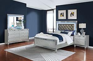 Gunnison 4-piece Queen Bedroom Set w/LED Lighting Silver Metallic by Coaster