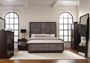 Durango Upholstered Bedroom Set - Smoked Peppercorn & Gray by Coaster
