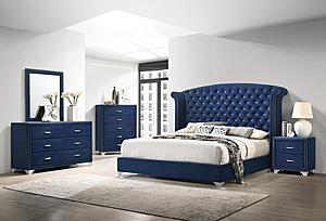 Melody Wingback Upholstered Bedroom Set - Pacific Blue by Coaster